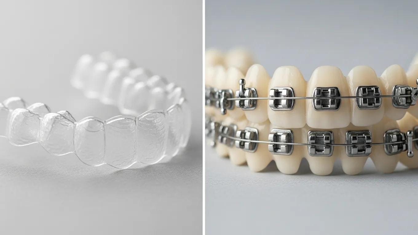 Comparison of Invisalign aligner and traditional metal braces