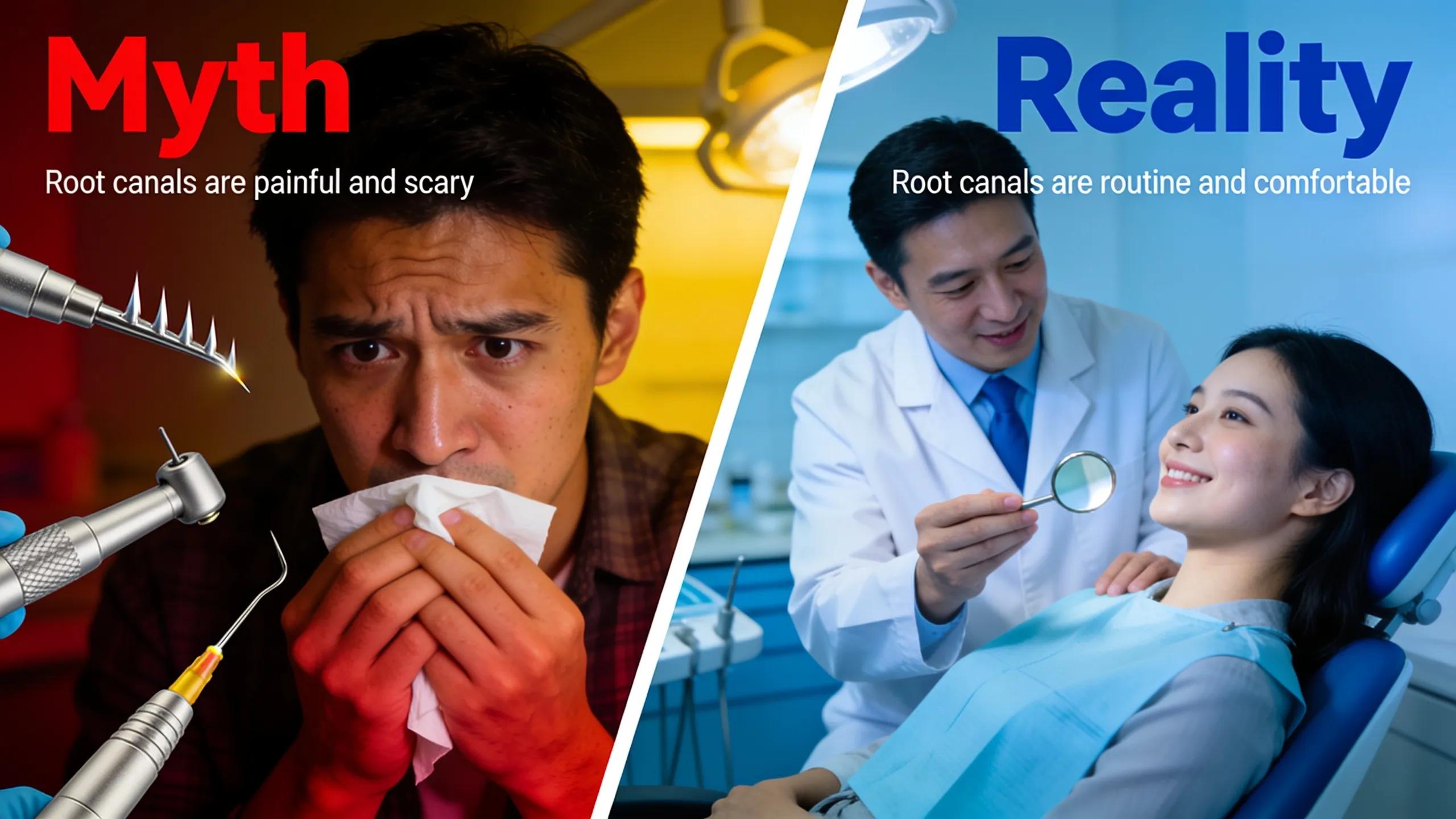 Visual representation of myths versus reality in root canal treatment experiences